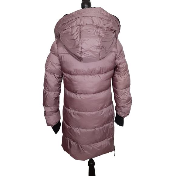 Canada Weather Gear Womens S Long Puffer Jacket Faux Fur Mauve Pearl Winter Coat - Picture 3 of 9